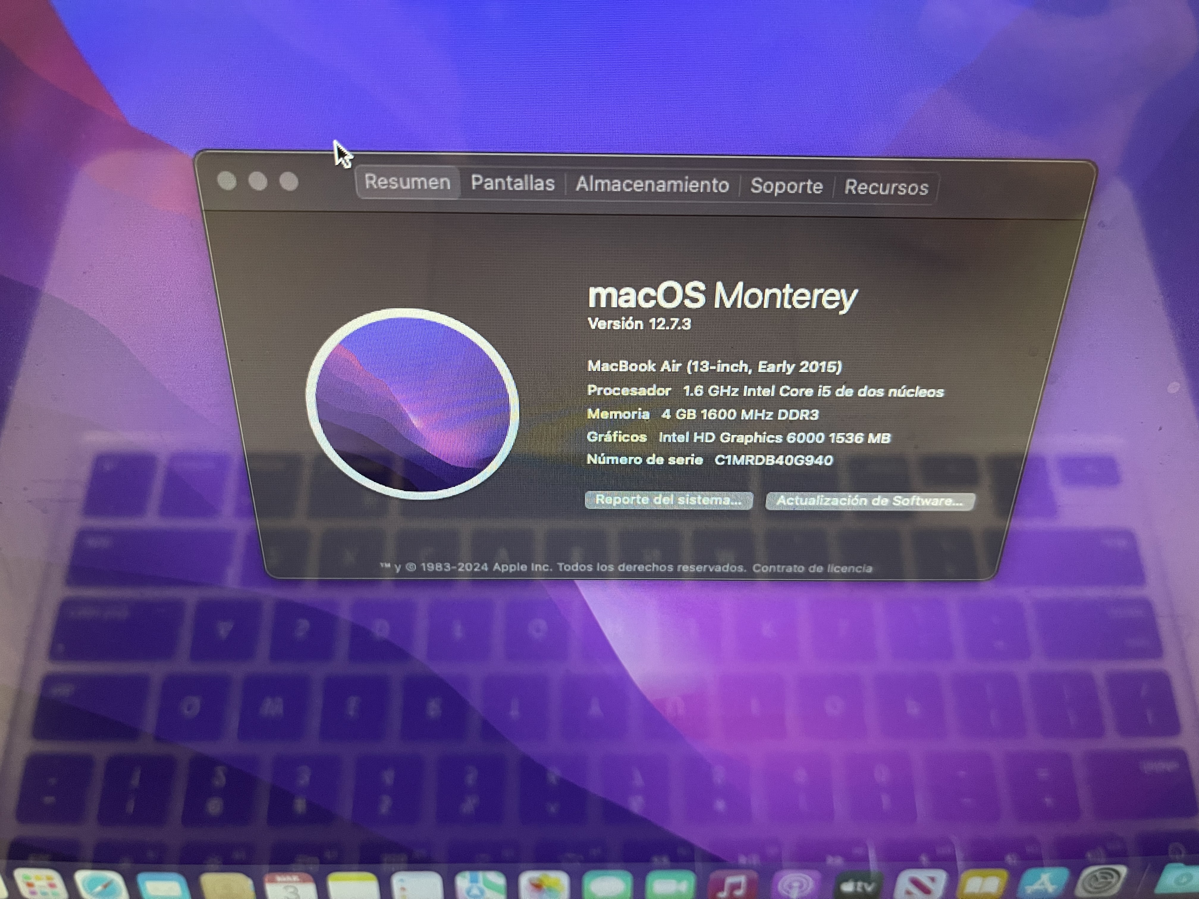 computadoras y laptops - MacBook Air Early 2015 128GB 4GB RAM 3