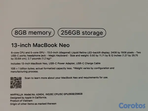 computadoras y laptops - MacBook Neo 256GB 2