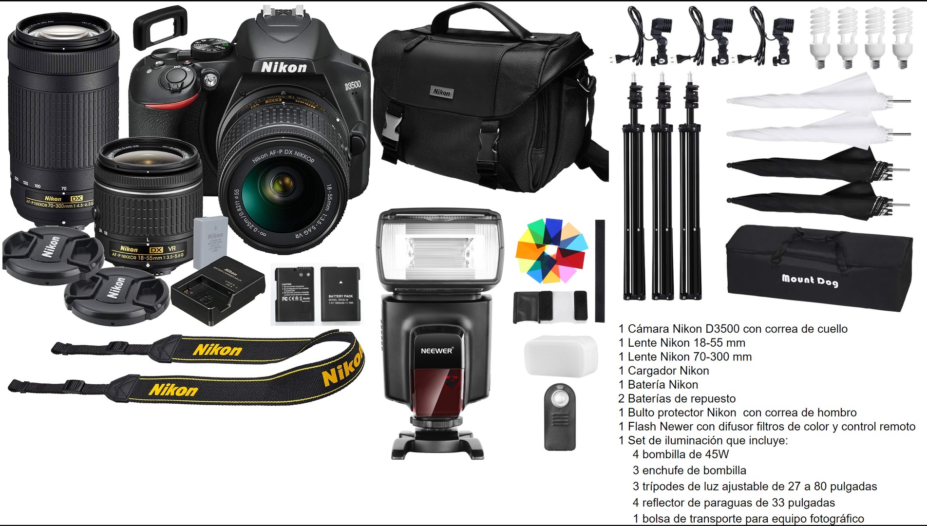 camaras y audio - Camara Nikon D3500 con equipamiento, Excelentes condiciones!!