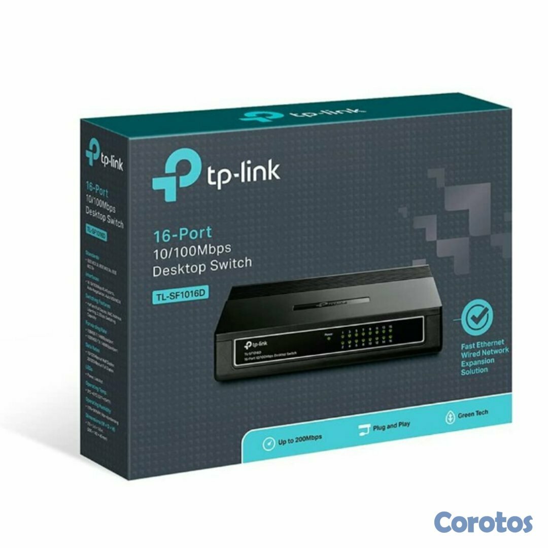 computadoras y laptops - SWITCH 16 PUERTOS TP-LINK TL-SF1016D, NO ADMINISTRABLE/DESKTOP, 16 PUERTOS  1
