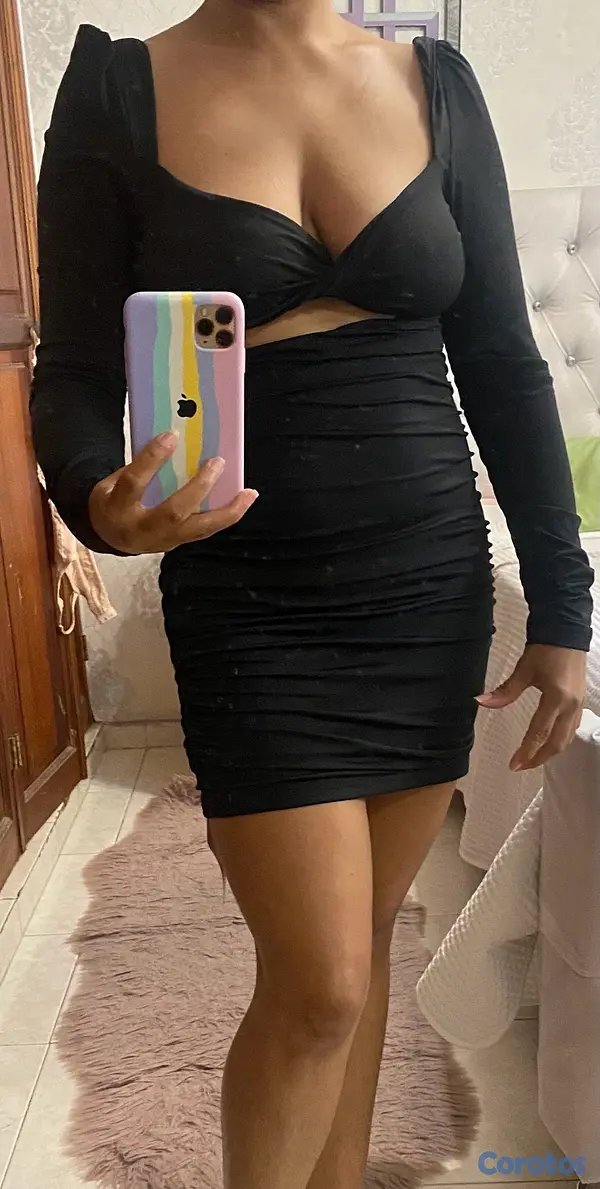 ropa para mujer - vestido negro manda larga  2