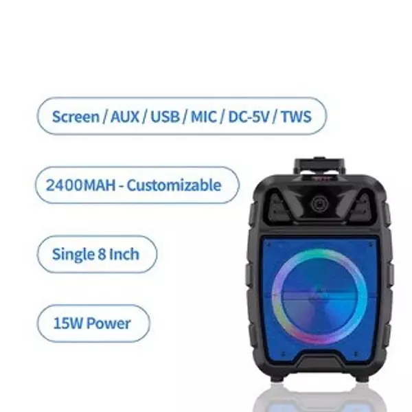 camaras y audio - Bocina de 8 pulgadas 4500mah 20w Speaker bluetooth recargable + microfono 2