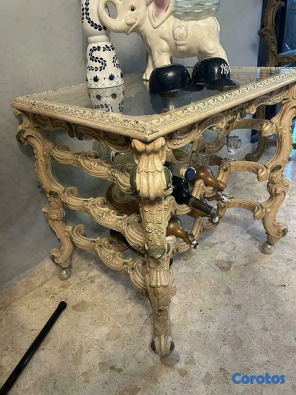 muebles y colchones - Barra Italiana Antigua de Alta cualidad con ruedas 2