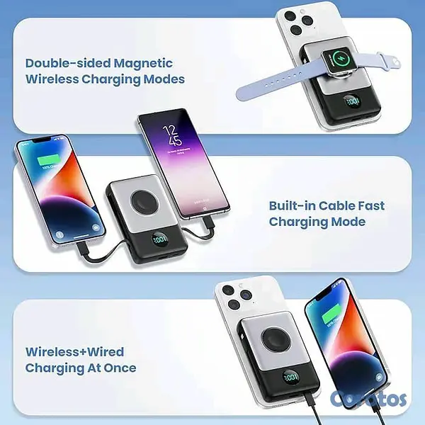 accesorios para electronica - ⚡ Cargador portátil magnético 6 en 1, 10800mAh, carga rápida 25W 🔋 7