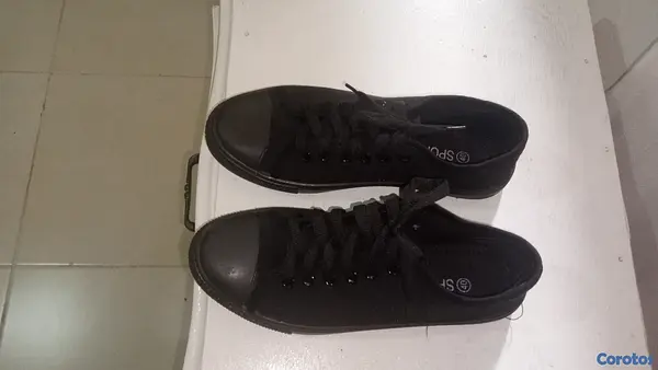 zapatos para mujer - Tenis Negros Clásicos. Canvas 
 3