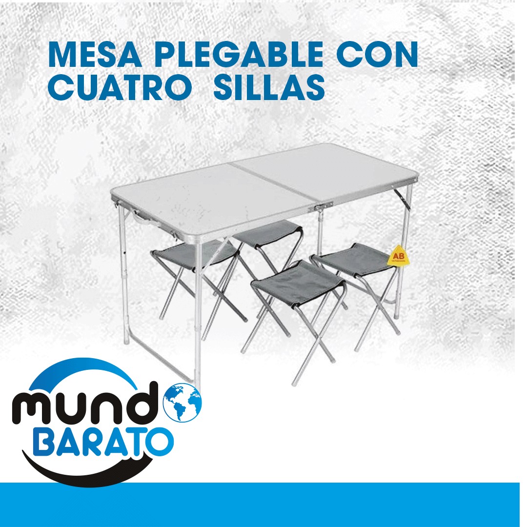 herramientas, jardines y exterior - Mesa Plegable + 4 Sillas portatil viajera playa camping de aluminio 120 x 60 0
