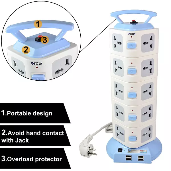 accesorios para electronica - Regleta Vertical Multitomas Multienchufe Enchufe Extension 8