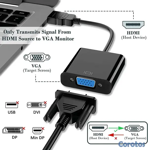 computadoras y laptops - 🔌 Adaptador HDMI a VGA + Cable VGA incluido (¡Solu 3