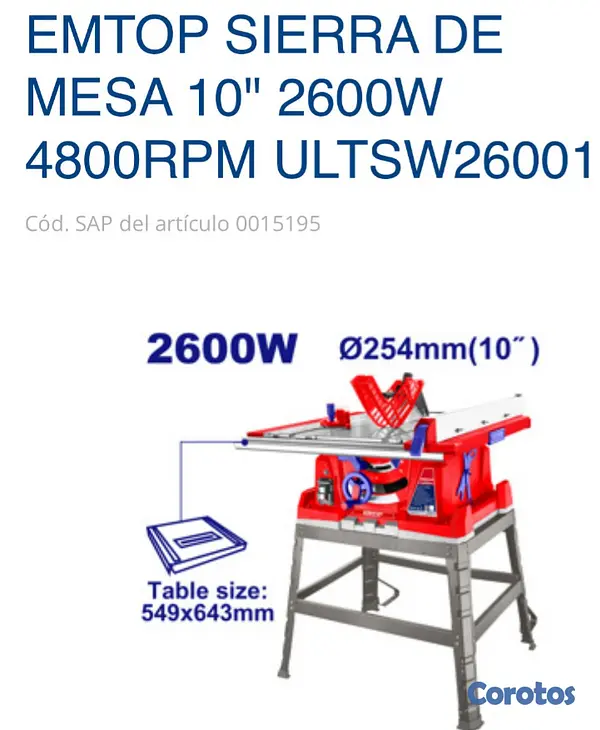 equipos profesionales - Emtop Sierra de mesa 10" 2