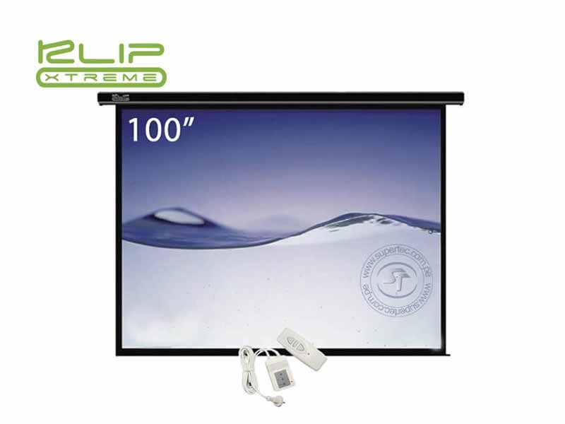 computadoras y laptops - PANTALLA KLIPX 100 PULGADAS  ELECTRICA PARA PROYECTOR BLANCA ,CONTROL REMOTO  0