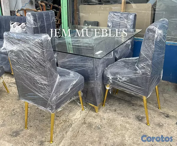 muebles y colchones - Juego de comedor moderno de 4 sillas  1