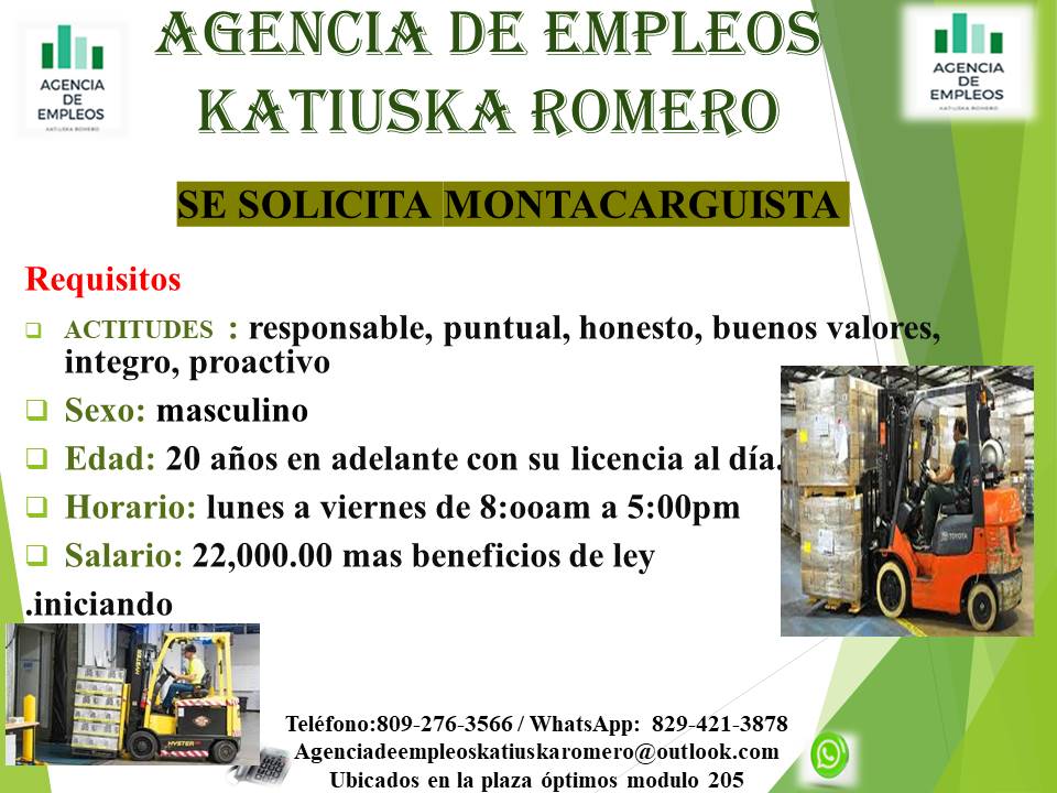 empleos disponibles - UN MONTACARGUISTA  2