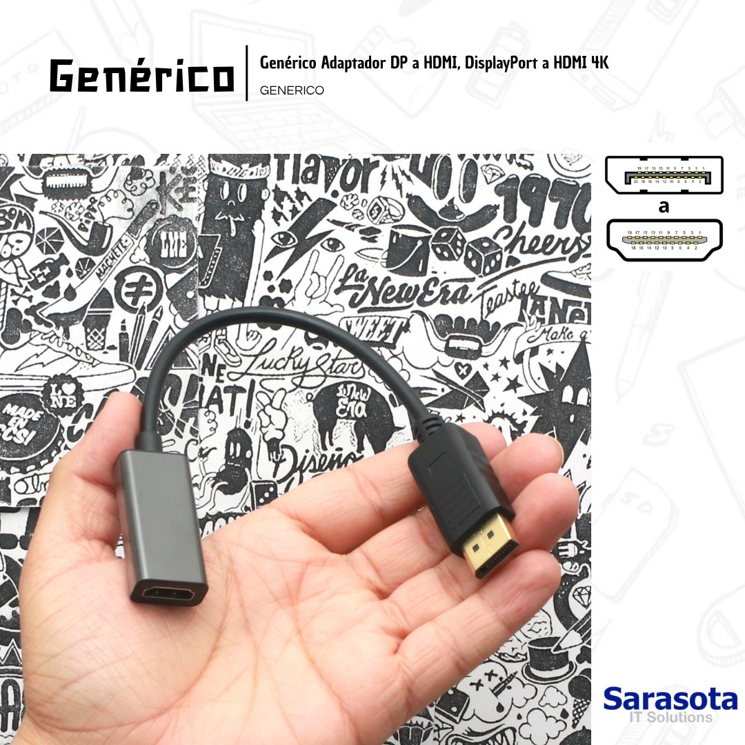 accesorios para electronica - Adaptador de DisplayPort a HDMI resolución 4K  1