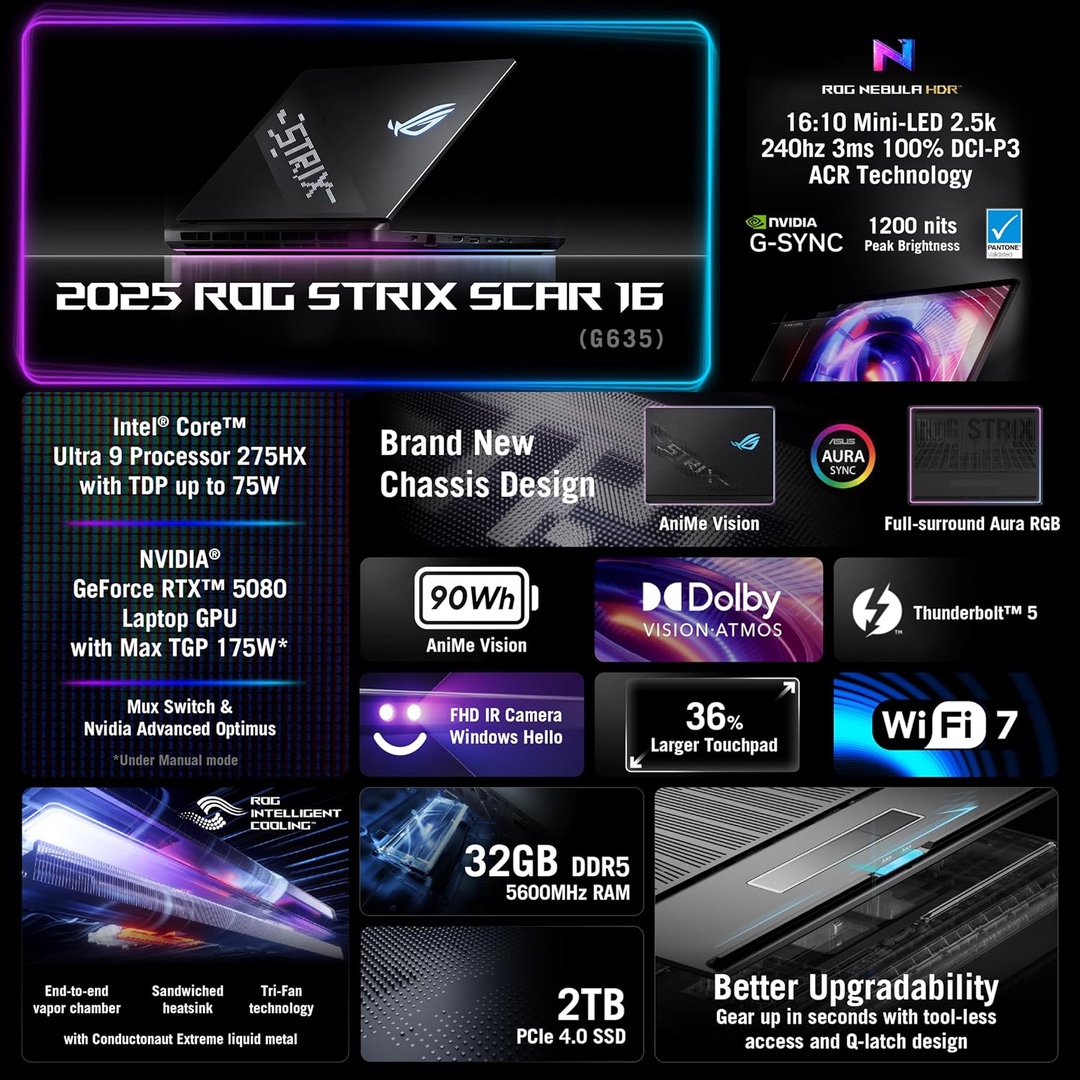 computadoras y laptops - ROG STRIX SCAR 16 32GB RAM 2TB RTX 5080 Ultra 9  10