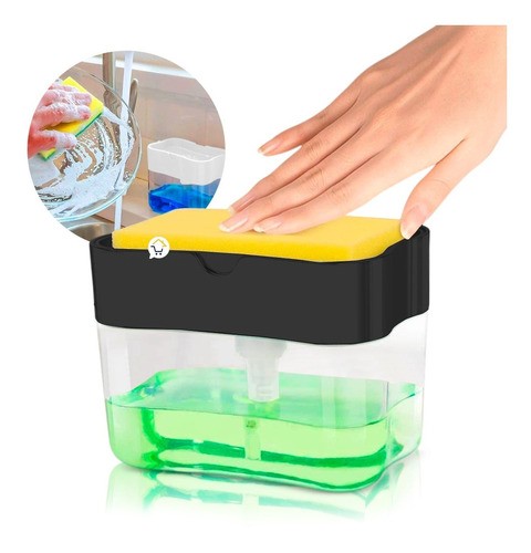 cocina - Dispensador De Jabón Lavaplatos Con Esponja 0