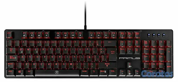 computadoras y laptops - TECLADO PRIMUS GAMING, USB, CON ILUMINACION ROJA  2