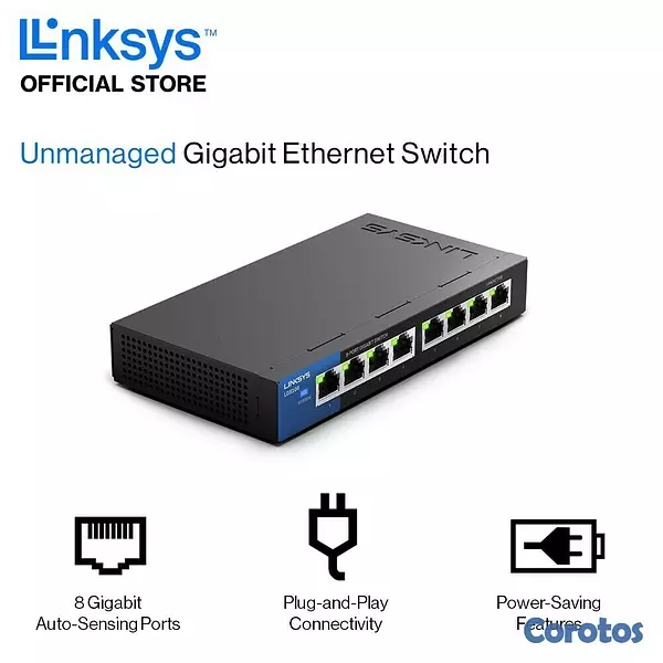 otros electronicos - SWITCH 8 PUERTOS  POE,L INKSYS Gigabit escritorio,empresarial  LGS108 3