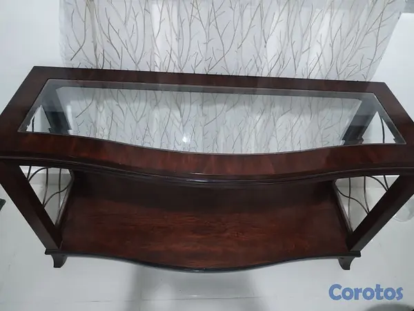 decoración y accesorios - Mesa de caoba tope de vidrio  3