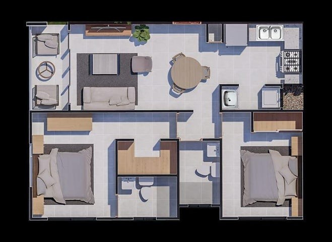 apartamentos - Proyecto en venta Punta Cana  #24-1729 dos dormitorios, áreas sociales.
 3
