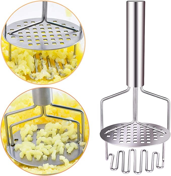 cocina - majador de papas de acero inoxidable, doble prensa, herramienta para triturar  1