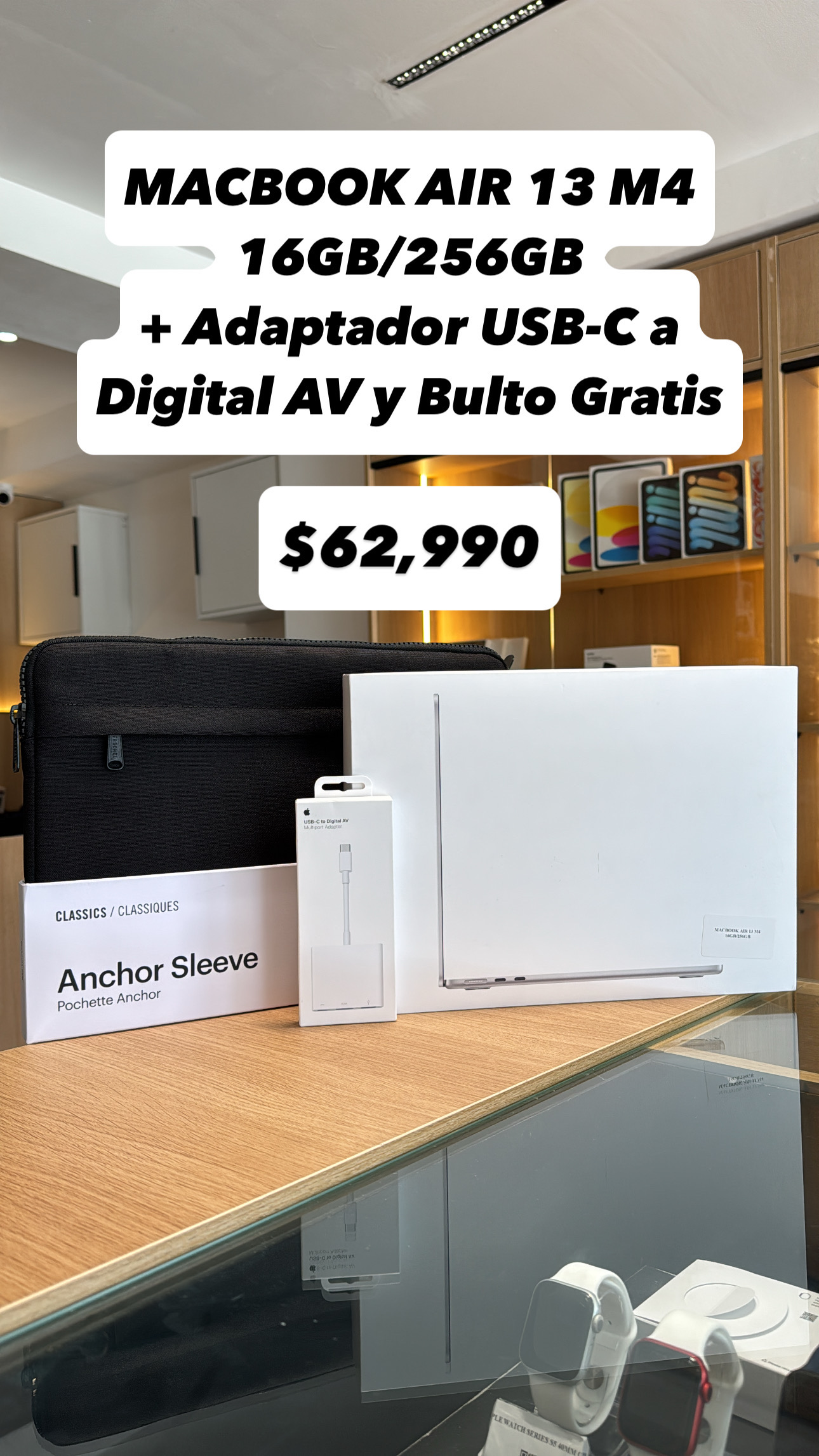 computadoras y laptops - MACBOOK AIR 13 M4 16GB/256GB + Adaptador USB-C a Digital AV y Bulto Gratis 0