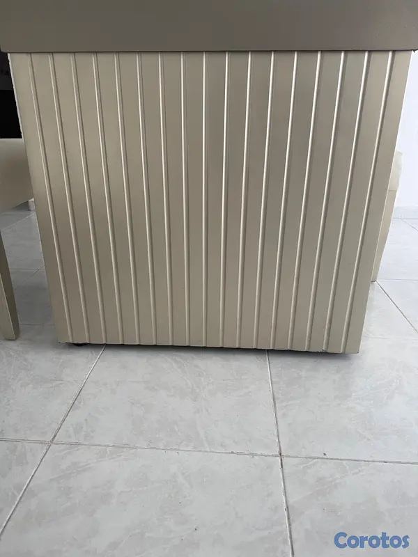muebles y colchones - Comedor moderno de vidrio 6 sillas capitoné – exce 4