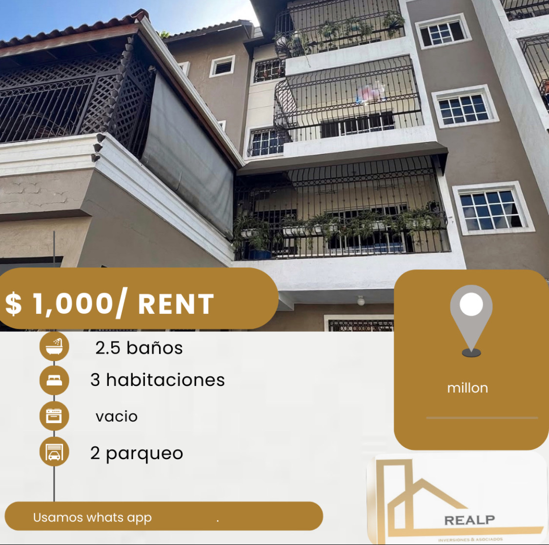 apartamentos - hermoso apartamento en el millón  0
