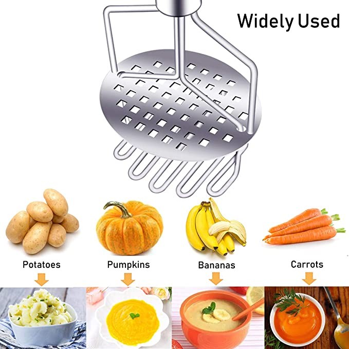 cocina - majador de papas de acero inoxidable, doble prensa, herramienta para triturar  4