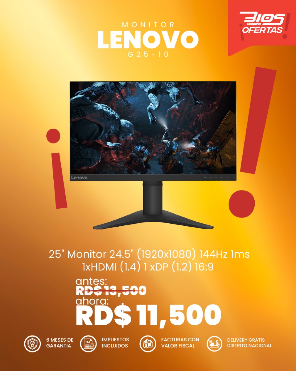 computadoras y laptops - Monitor Lenovo G25-10 GAMING