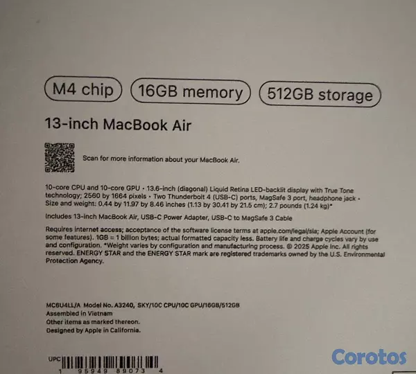 computadoras y laptops - MacBook Air 2025 Chip M4 Nuevas Selladas  4