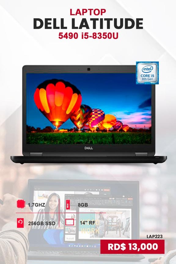 computadoras y laptops - LAPTOP DELL LATITUDE 5490 i5-8350U 1.7GHZ 8GB 128G 0