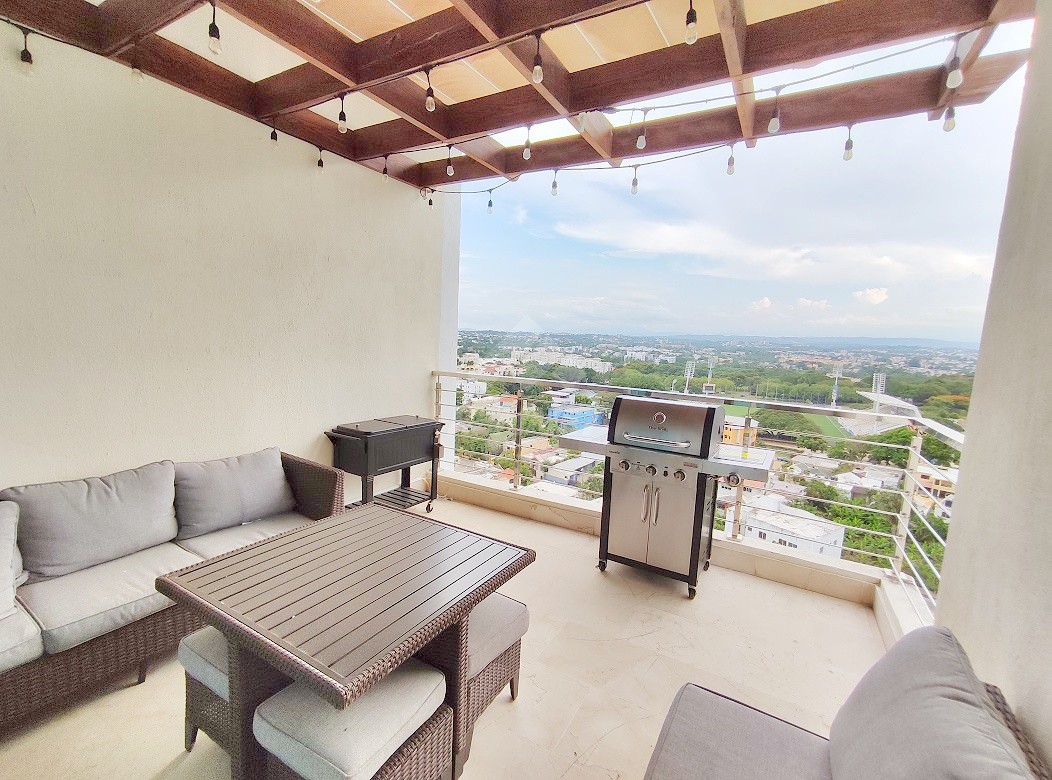 apartamentos - PISO ALTO AMUEBLADO CON TERRAZA PRIVADA Y PISCINA AREA MONUMENTAL SANTIAGO  10
