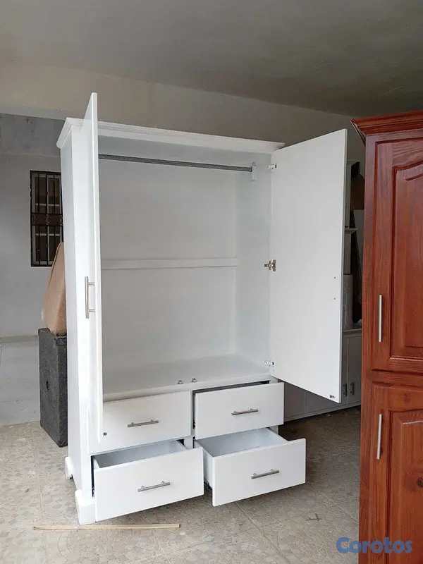 muebles y colchones - Armario ropero blanco con gavetas  1