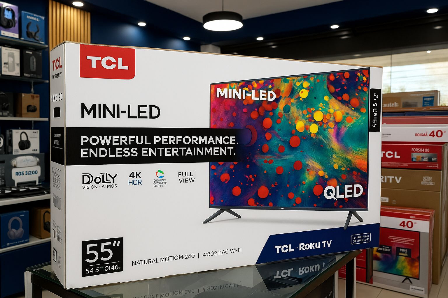 tv - TCL 55 Smart TV Serie 6, 4K, con UHD, Dolby Vision, HDR, QLED Roku 55R635 0