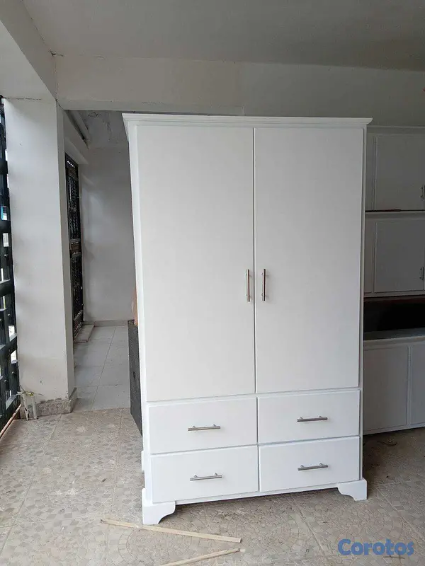 muebles y colchones - Armario ropero blanco con gavetas  2