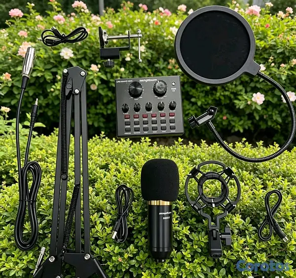 instrumentos musicales - kit de micrófono y tarjeta de sonido  2