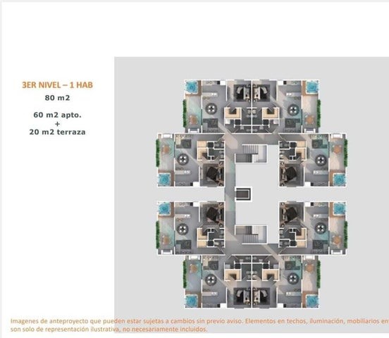 apartamentos - Proyecto en venta Punta Cana #23-181 un dormitorio, piscina, jacuzzi, ascensor. 8