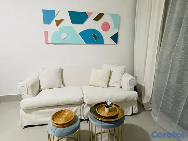 muebles y colchones - Sofa blanco de tela  4