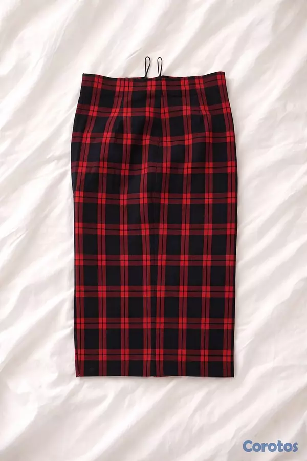 ropa para mujer - Falda Zara Cuadros Roja y Negra Midi – Talla M Ele 1