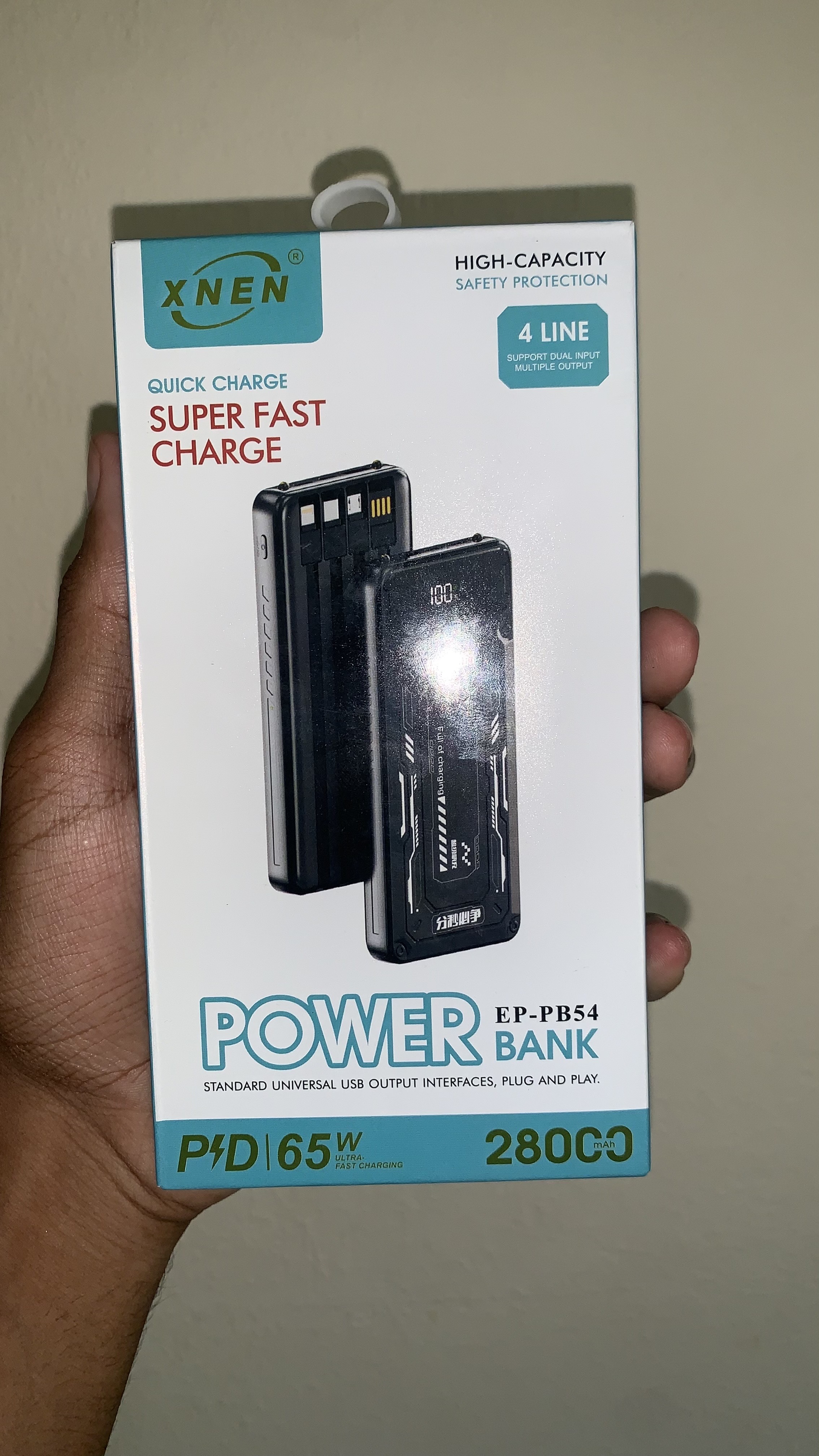 celulares y tabletas - cargador portátil 28,000mah y 65W de carga rápida con linterna  1