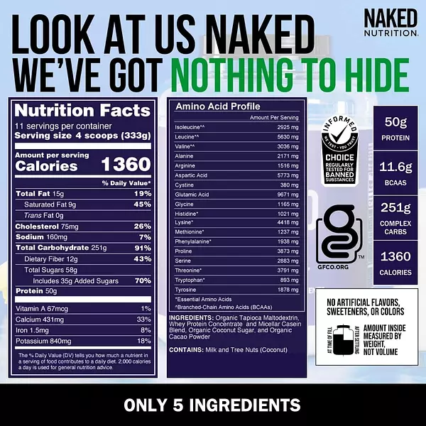Salud y Equipamiento Médico - Proteina Gainer Naked Mass 8lb 2