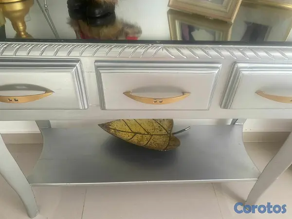 decoración y accesorios - Vendo repisa moderna en caoba pura pintada de gris 4