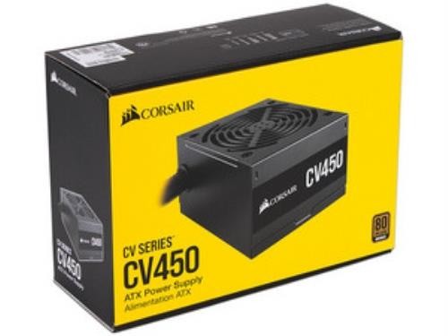 computadoras y laptops - POWER SUPPLY CORSAIR 450 WATTS, 80 PLUS BRONZE (450CV), CONECTORES PCI-E X2, SAT 1