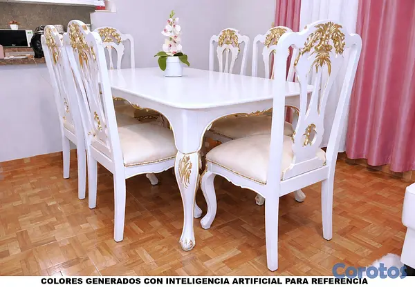 muebles y colchones - JUEGO DE COMEDOR DE ANDIROBA DE 6 SILLAS CON TALLA 4