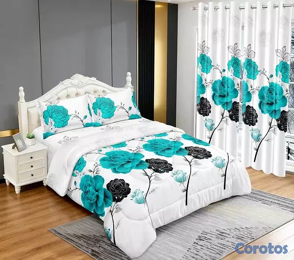 muebles y colchones - juego de colcha 5 piezas para cama de queen  9