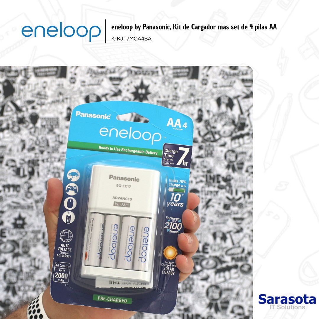accesorios para electronica - Cargador con baterías recarcables AA Eneloop Panasonic 7hr 0