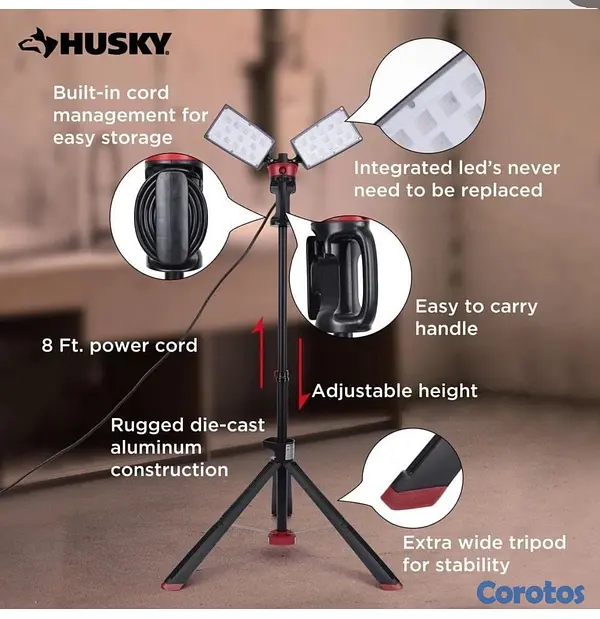 accesorios para electronica - Husky 7000 Lumens Portable Corded LED Work Light with Tripod 4