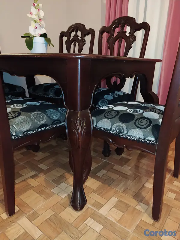 muebles y colchones - JUEGO DE COMEDOR DE ANDIROBA DE 6 SILLAS CON TALLA 2