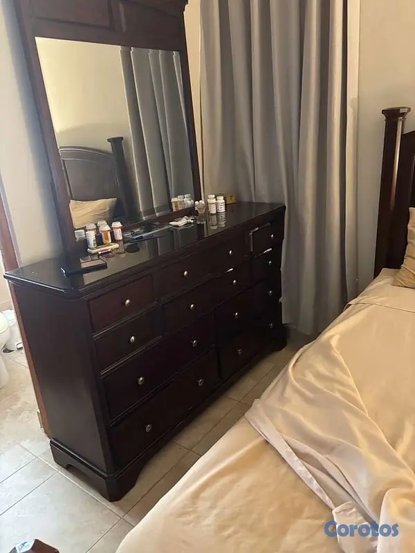 muebles y colchones - cama queen caoba 2