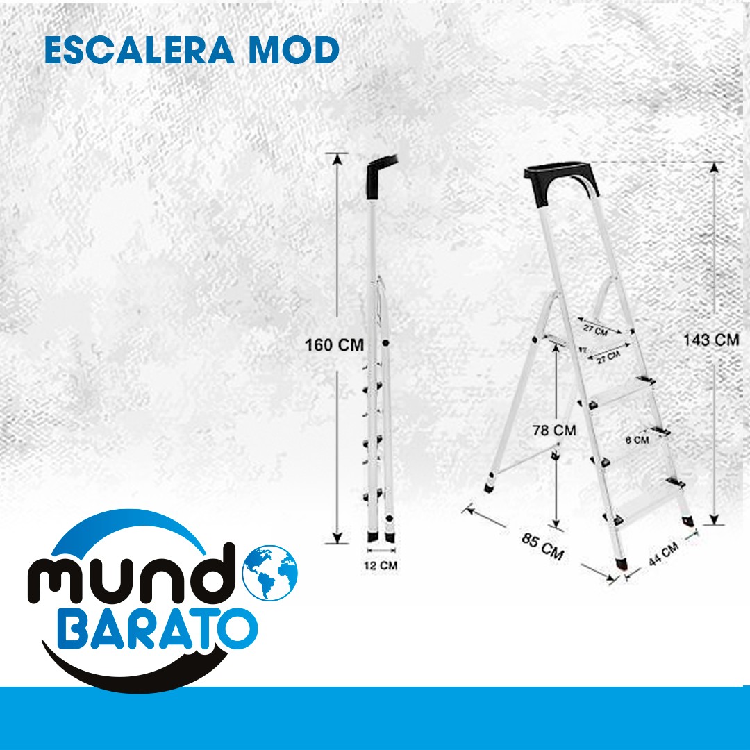 herramientas, jardines y exterior - ESCALERA DE 4 PELDAÑOS DE ALUMINIO + BANDEJA DE HERRAMIENTAS MULTIUSOS ESCALONES 0